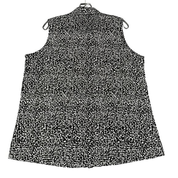 George Womens XL 16-18 Black White‎ Polka Dot Sleeveless Button Up Blouse Tank - Picture 11 of 12